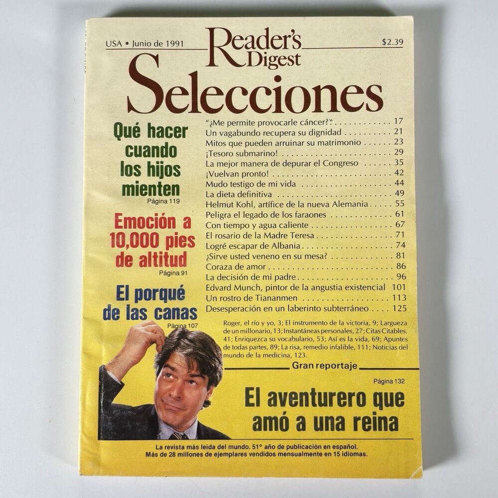 1991 Reader's Digest Spanish Magazine Agujas Magicas Jose Jose Music Selecciones